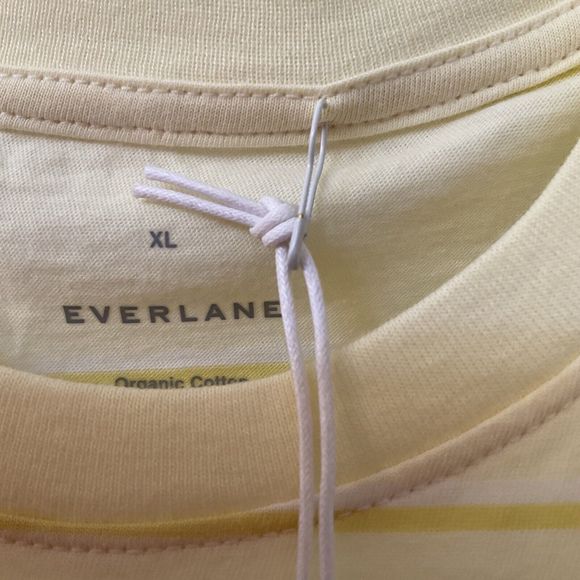 Everlane Yellow Striped The Cotton Crew Neck T Shirt, Size XL NWT - Picture 9 of 9